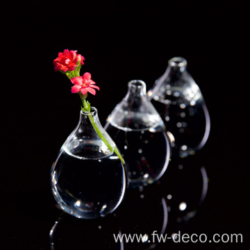 Clear Glass Conjoined Teardrop Vase